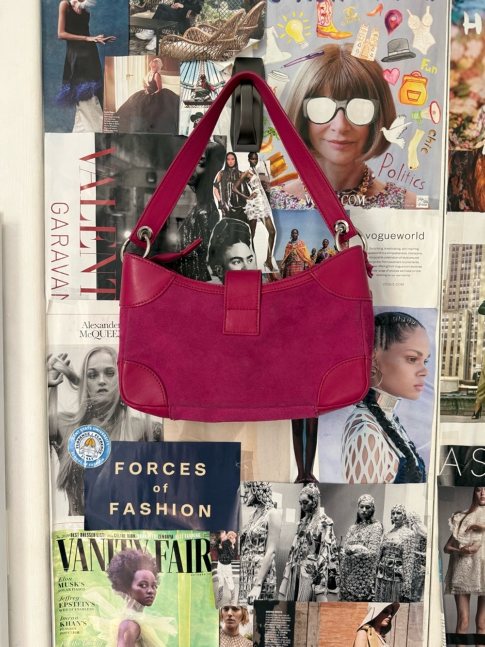 Bath & Body Works Magenta Suede Shoulder Bag with Silver Hardware - Picture 2 of 5